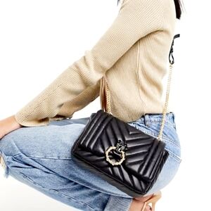 TOPSHOP Carl Panther Quilted Shoulder Bag